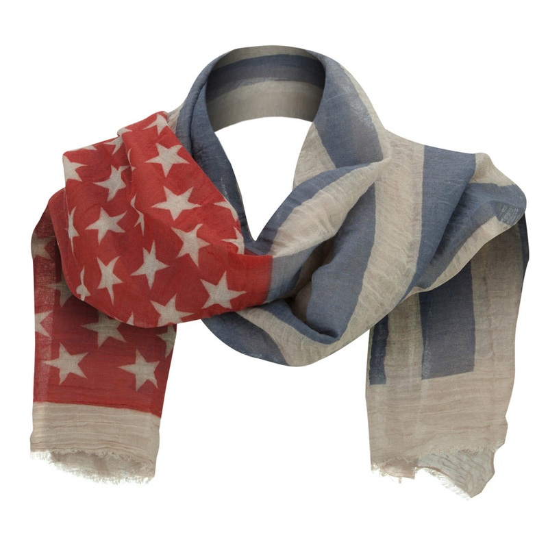 American Flag Summer Scarf Black One Size