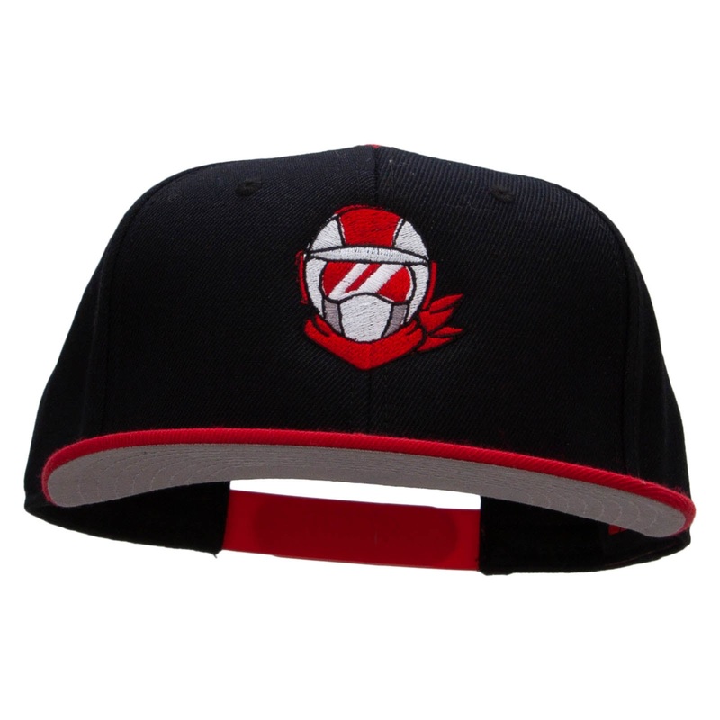 Biker Face Embroidered Wool Blend Pro Style 2 Tone Snapback Red Black One Size
