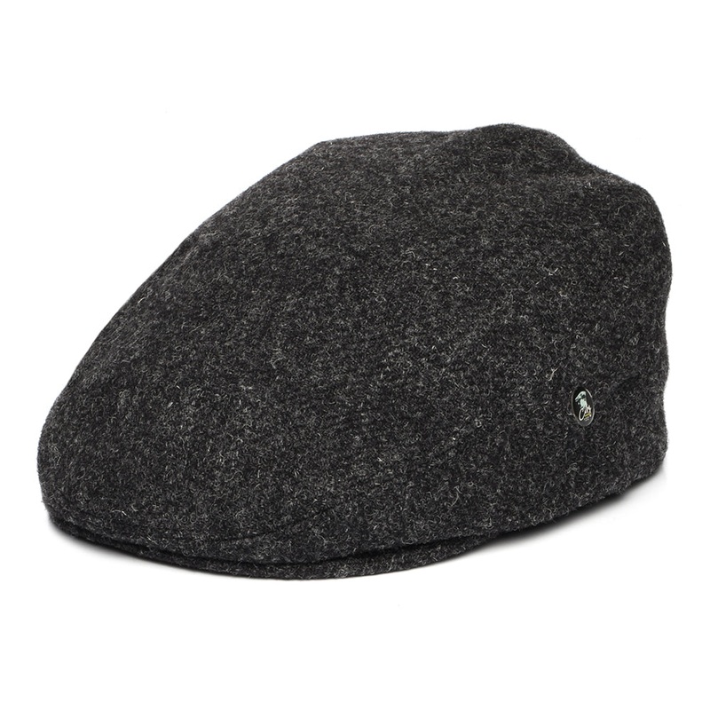 City Sport Heathered Virgin Wool Flat Cap – Charcoal S