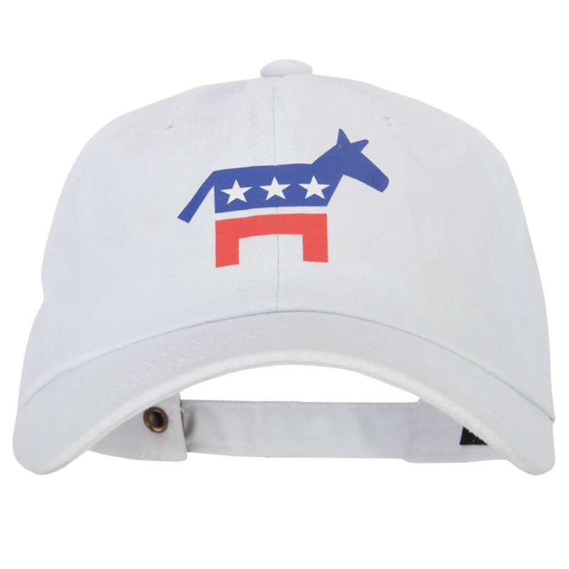 Democratic Donkey Symbol Heat Transfer Unstructured Cotton Twill Washed Cap White One Size