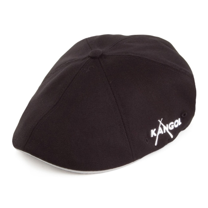 Kangol Championship 504 Flexfit Flat Cap – Black-Grey Small/Medium