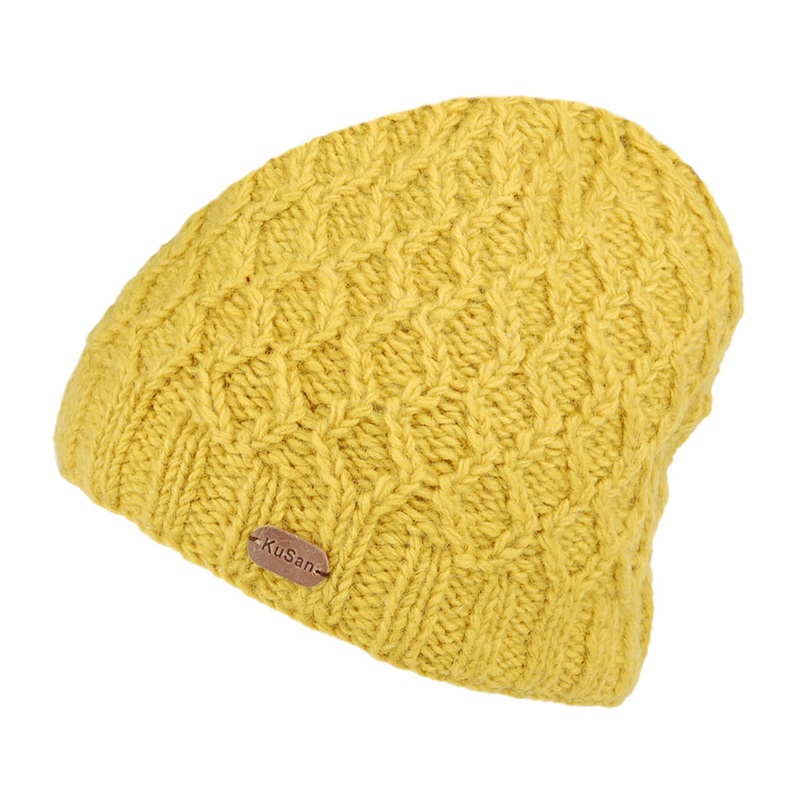 Kusan Brooklyn Cable Knit Beanie Hat – Yellow 1-Size