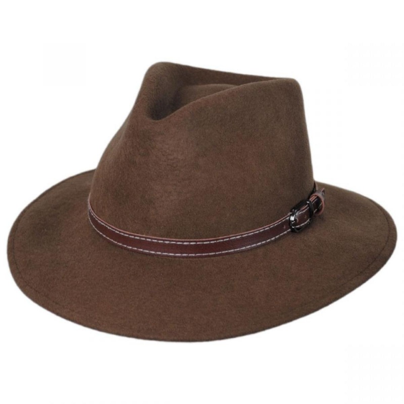 Leather Band Wool Felt Fedora Hat – Made to Order BROWN S