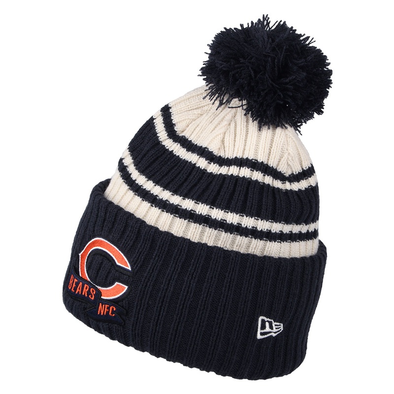 New Era Chicago Bears Bobble Hat – NFL Sideline Sport Knit – Navy-White 1-Size