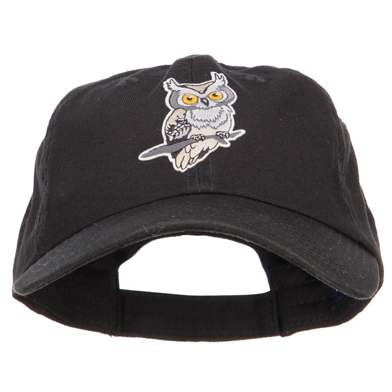 Owl Bird Patched Low Profile Cotton Cap Black One Size