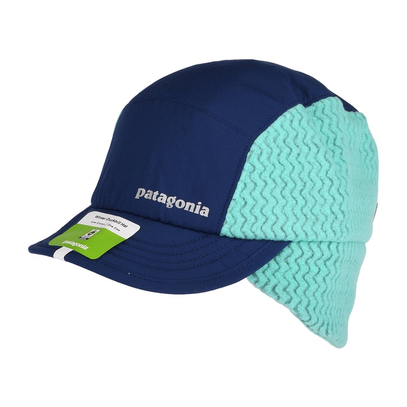 Patagonia Hats Winter Duckbill Baseball Cap With Earflaps – Navy-Turquoise 1-Size