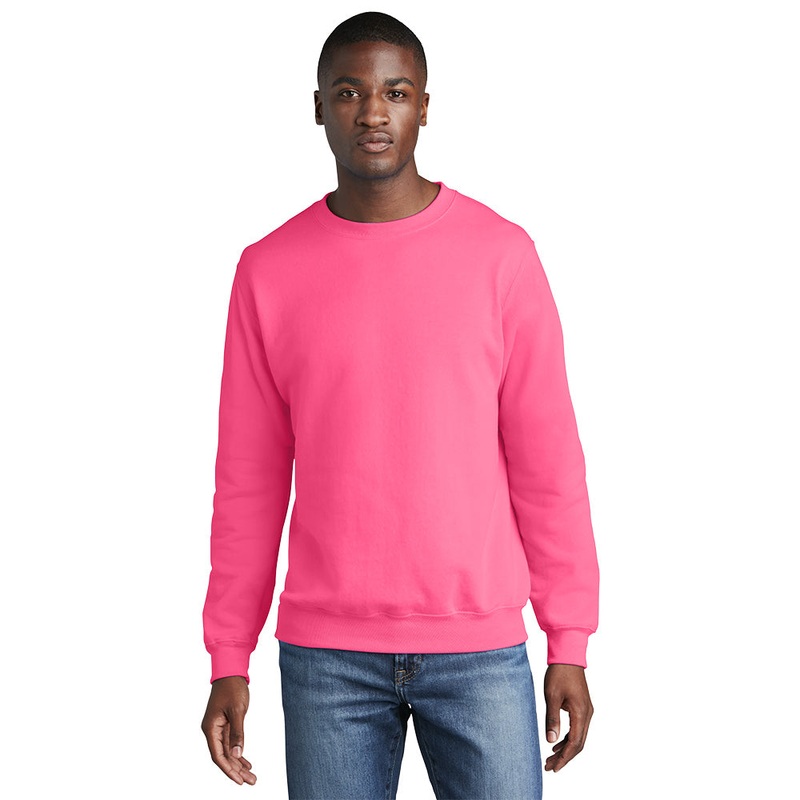 Port & Company PC78 Core Fleece Crewneck Sweatshirt – Neon Pink Neon Pink S