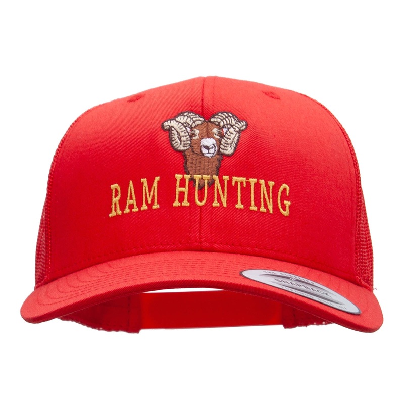 Ram Hunting Embroidered Retro Trucker Cap Red One Size