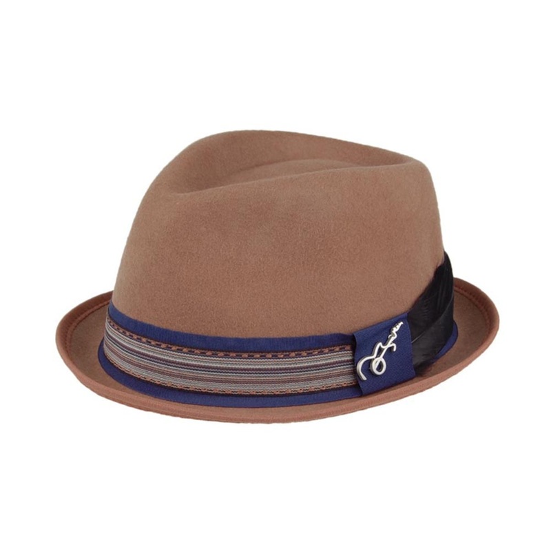 Stage Wool Felt Fedora with Guitar Pin – Carlos Santana Hats Tan Large (59 cm)