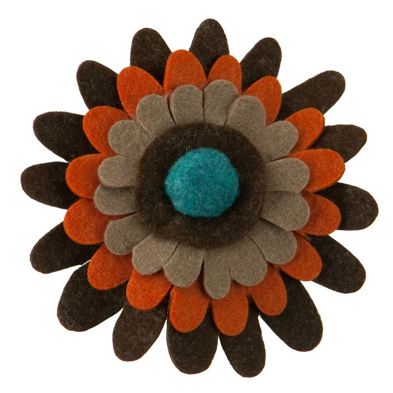 3 Layers Gerber Style Large flower Hair Pin and Clip Brown Orange One Size