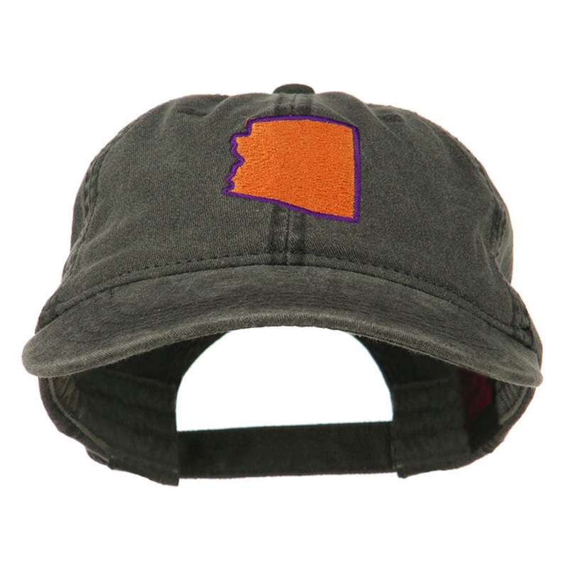 Arizona State Map Embroidered Washed Cotton Cap Black One Size