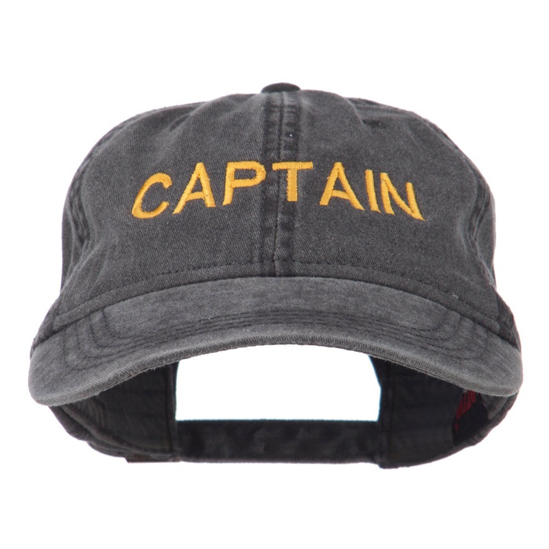 Captain Embroidered Low Profile Washed Cap Black One Size