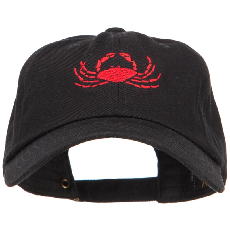 Crab Embroidered Unconstructed Cap Black One Size