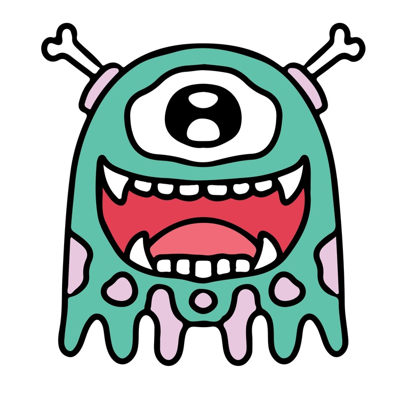 Ghost Zombie Heat Transfer Sticker Green Pink One Size