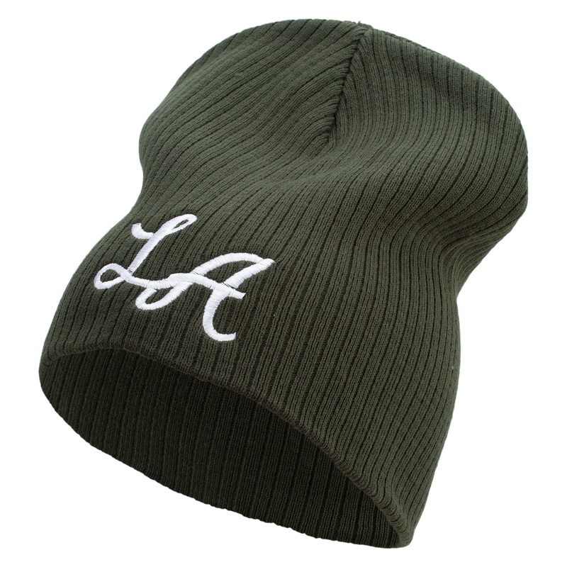 Graffiti LA Embroidered Big Size Cotton Short Beanie Olive XL-3XL
