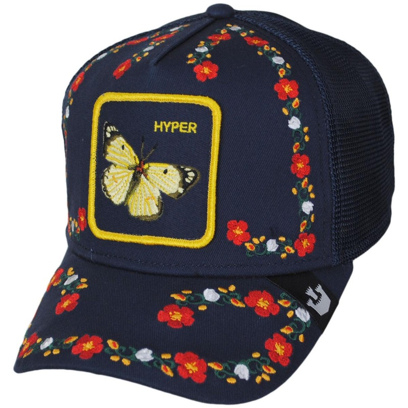 Hyper Floral Mesh Trucker Snapback Baseball Cap NAVY ADJUSTABLE