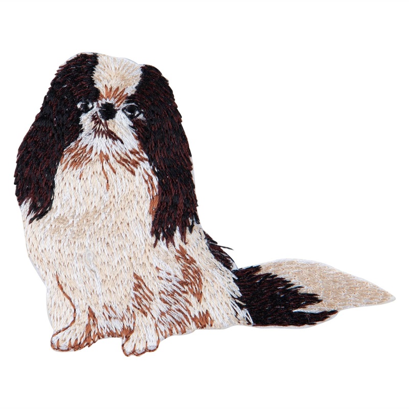 Japanese Chin Dog Iron on Patch Brown One Size