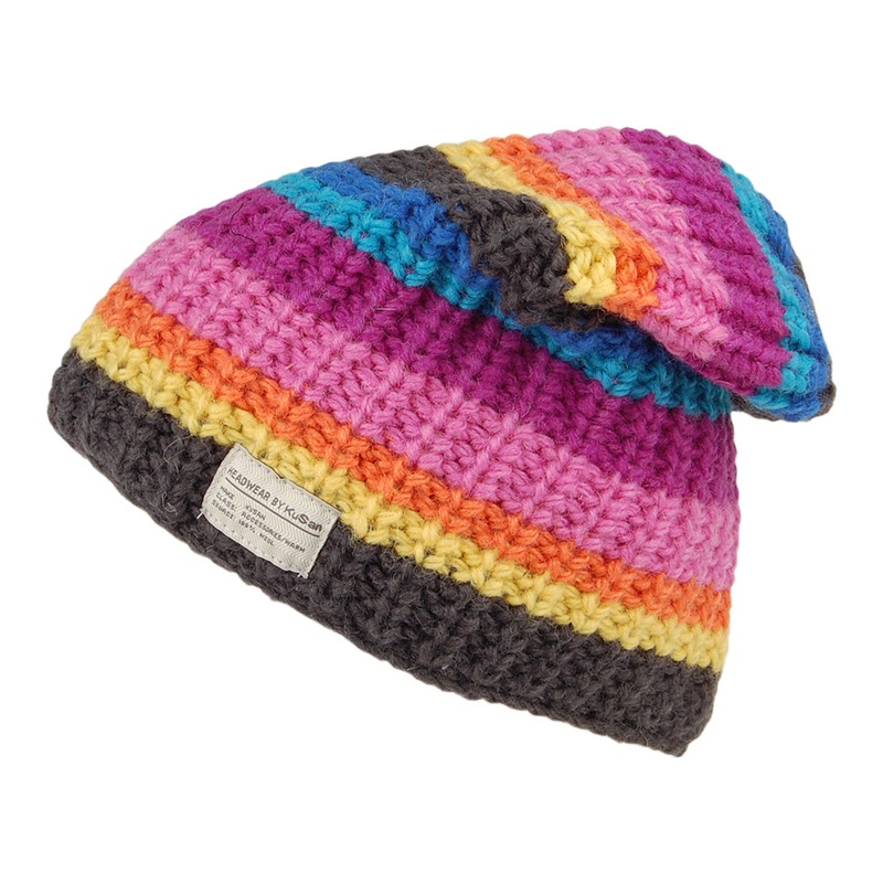 Kusan Cardi Floppy Beanie Hat – Grey-Pink 1-Size