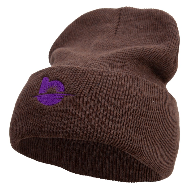 Made in USA Initial B and Sunset Stretch ECO Cotton Long Beanie Brown One Size