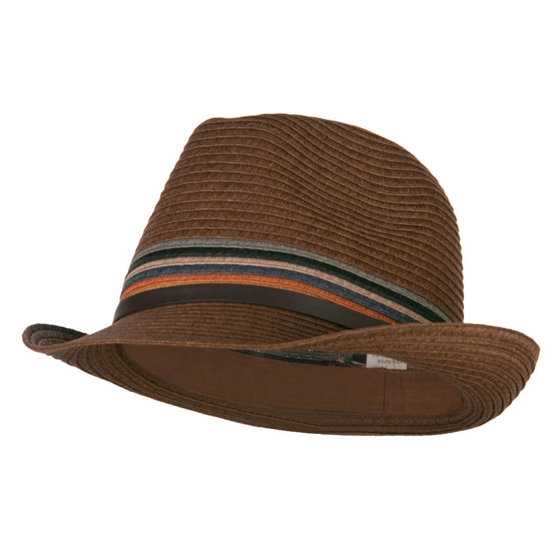 Men’s Multi Colored Braid Fedora Brown One Size