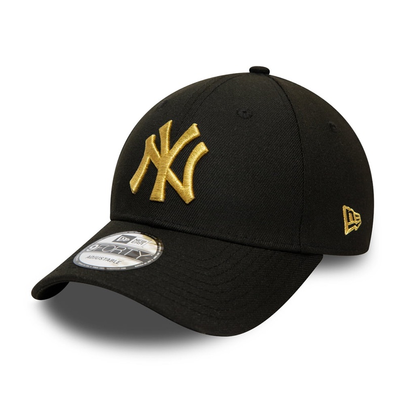 New Era 9FORTY New York Yankees Baseball Cap – MLB Team Contrast – Black-Gold Adjustable