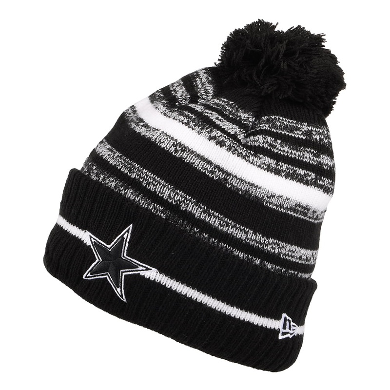 New Era Dallas Cowboys Bobble Hat – NFL Sport Knit – Black-White 1-Size