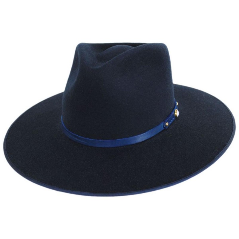 Night Sky B Wool Felt Fedora Hat NAVY S