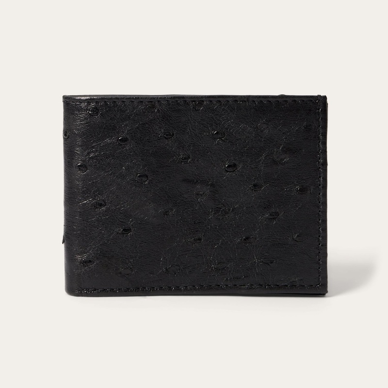 Ostrich Bi-Fold Wallet Black Classic O/S