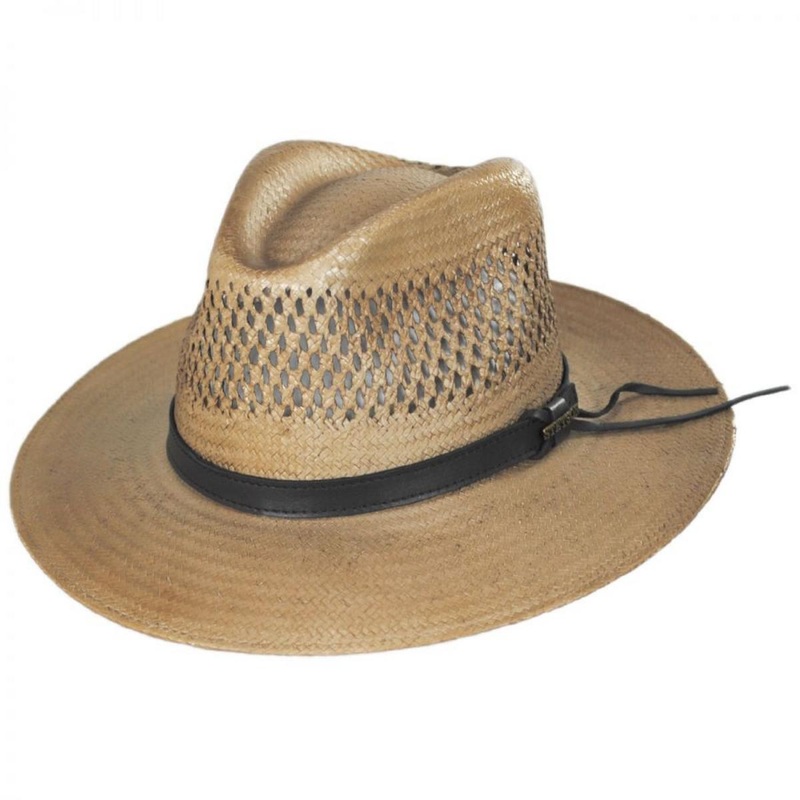 Peak View Shantung Straw Safari Fedora Hat COPPER S