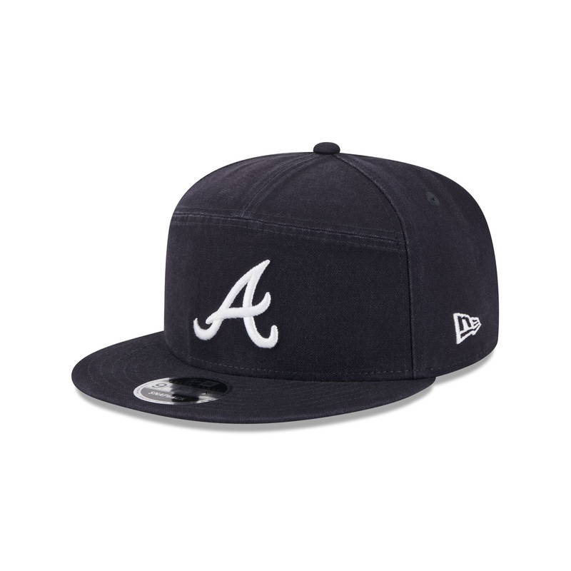 Atlanta Braves Cotton Canvas Split Panel 9FIFTY Trucker Hat One Size