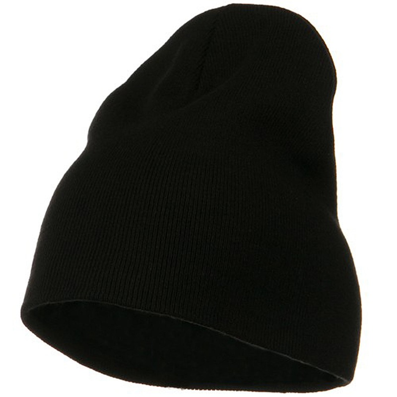Big Size Superior Cotton Short Knit Beanie Black XL-3XL