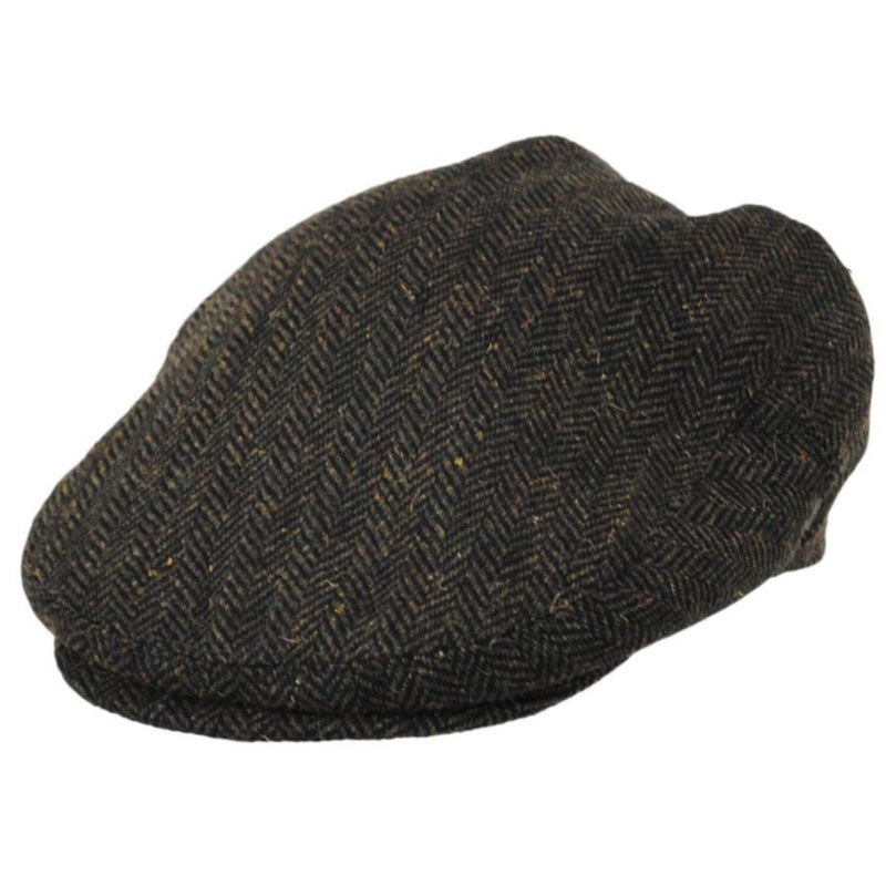 Bird Rock Herringbone Wool Blend Ivy Cap OLIVE GREEN S