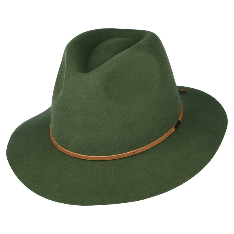 Brixton Hats Wesley Wool Felt Fedora Hat – Olive Small-56cm