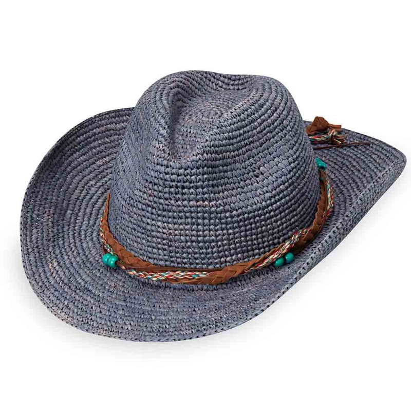 Catalina Cowboy Raffia Hat, M-XL – Wallaroo Hats Dusty Blue M/L (58 cm)