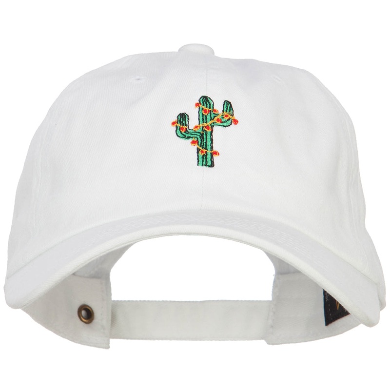 Christmas Cactus Embroidered Unstructured Cap White One Size
