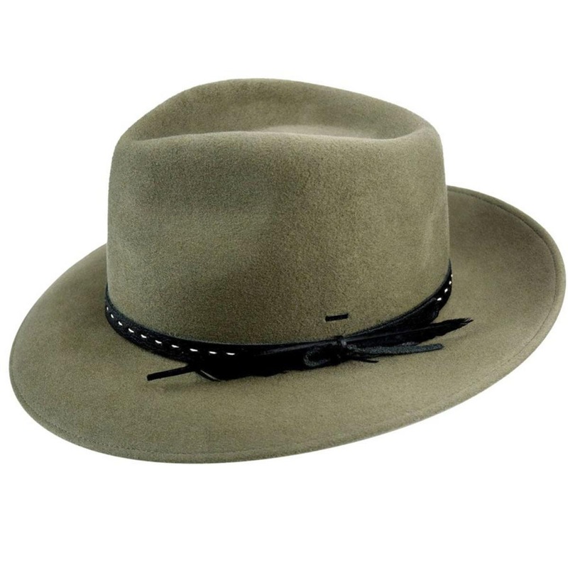 Colby Elite Superfine Velour Wool Felt Fedora Hat SOFT KHAKI S