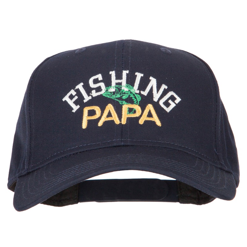 Fishing Papa Embroidered Solid Cotton Pro Style Cap Navy One Size