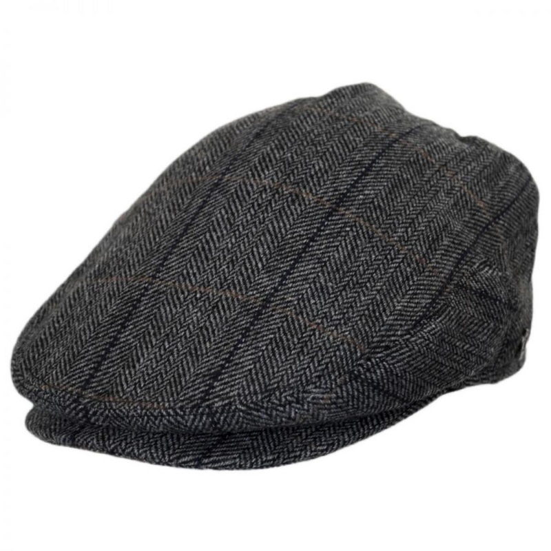 Holborn Herringbone Plaid Wool Blend Ivy Cap CHARCOAL S