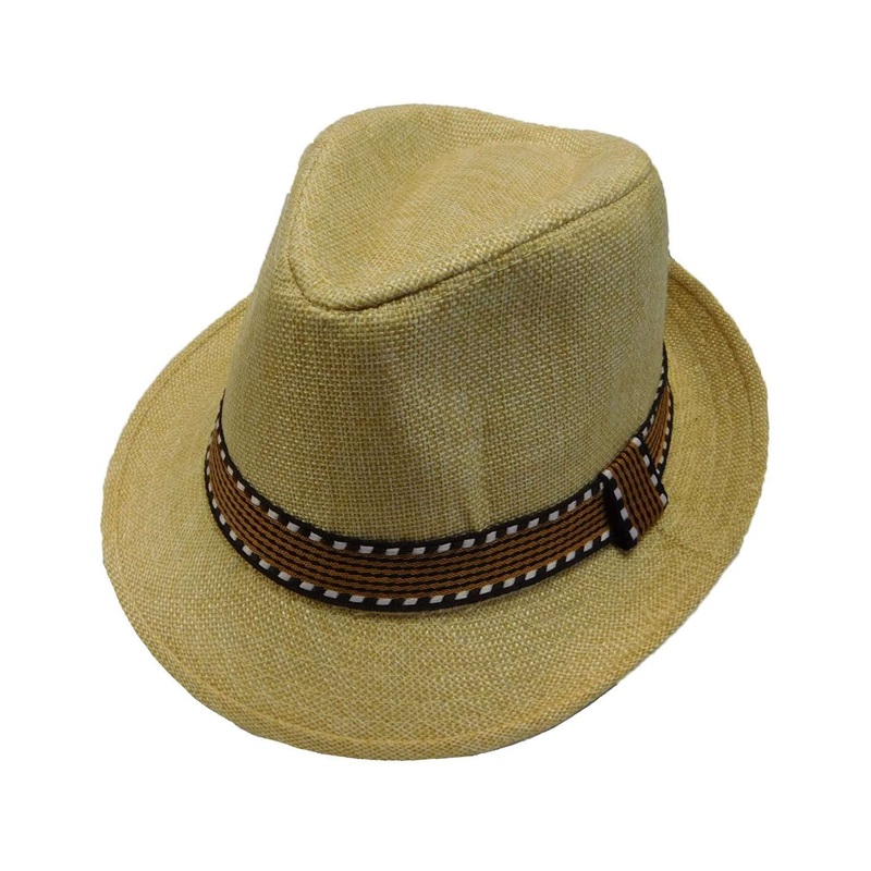 Kid’s Fedora with Pattern Band – Natural Natural