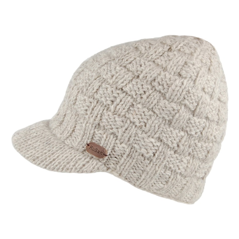 Kusan Basket Weave Peaked Beanie Hat – Oatmeal 1-Size