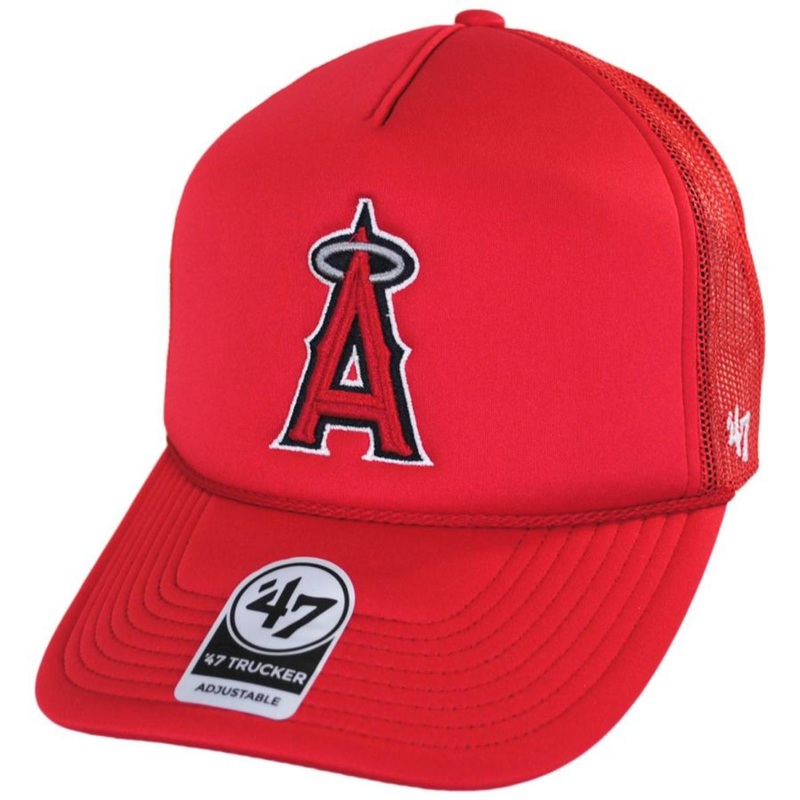 Los Angeles Angels MLB Foam Mesh Trucker Snapback Baseball Cap RED ADJUSTABLE