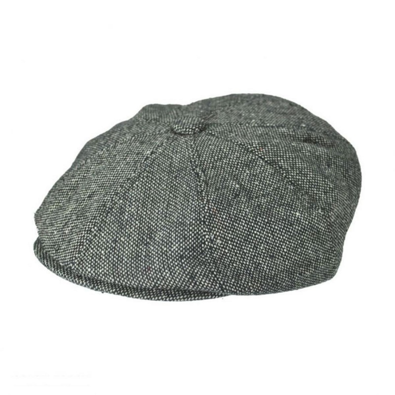 Marl Tweed Wool Blend Newsboy Cap BLACK S