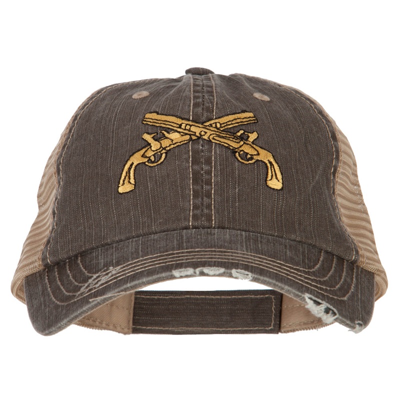 Military Police Insignia Embroidered Low Profile Mesh Cap Brown Khaki One Size