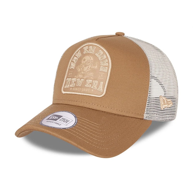 New Era Sports Patch A-Frame Trucker Cap – Wheat Adjustable