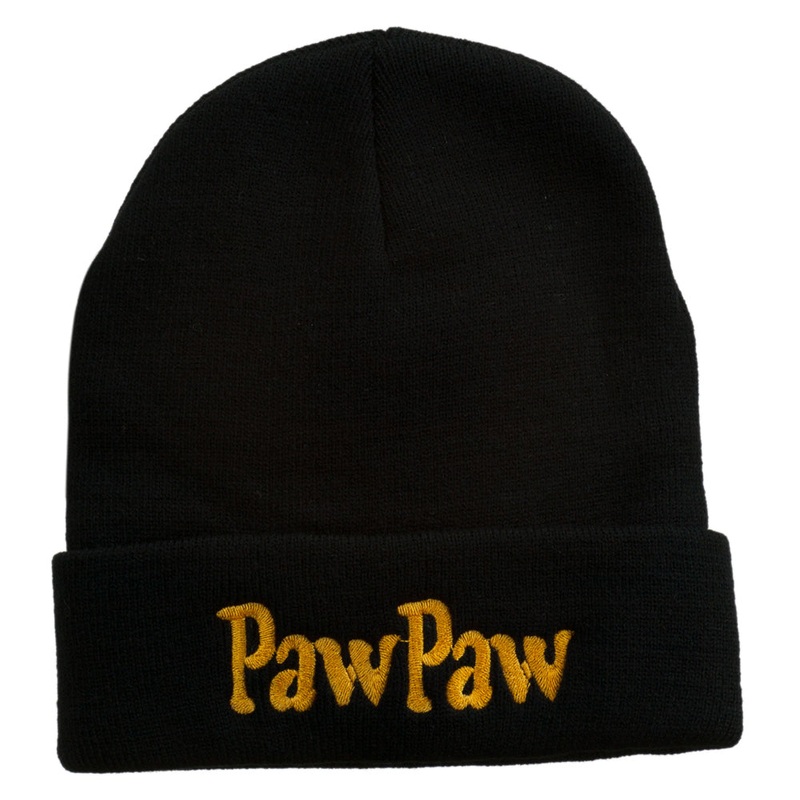 PawPaw Embroidered Long Cuff Beanie Black One Size
