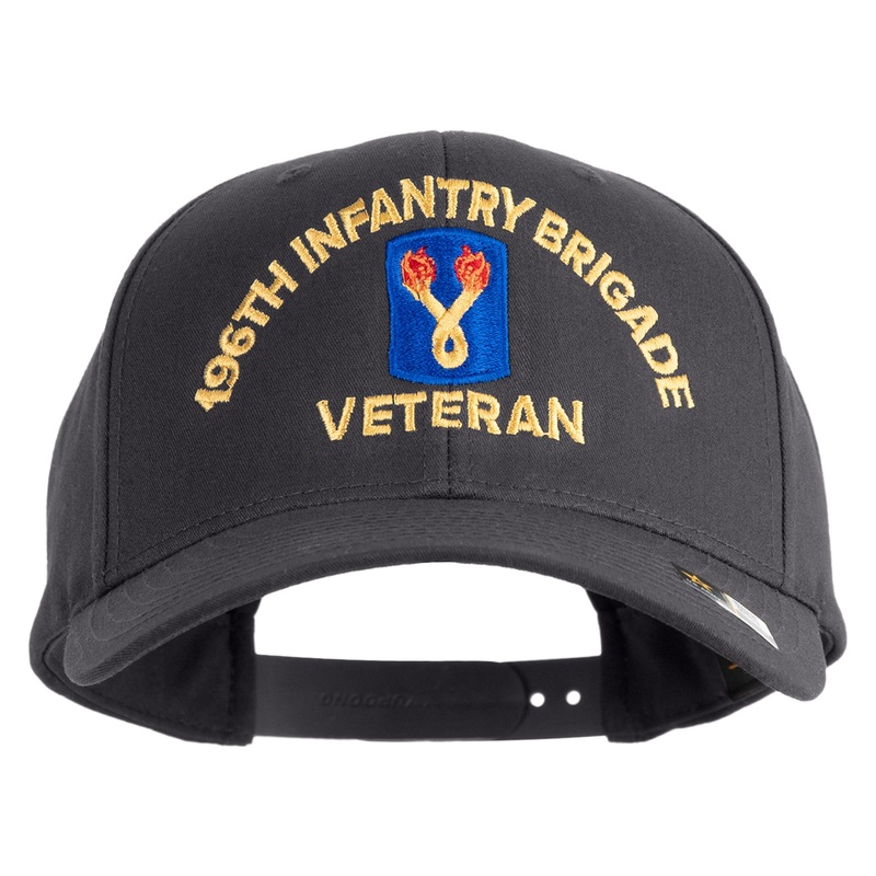 U.S. Army 196th Infantry Brigade Embroidered Retro Cotton Blend Snapback Cap Charcoal One Size