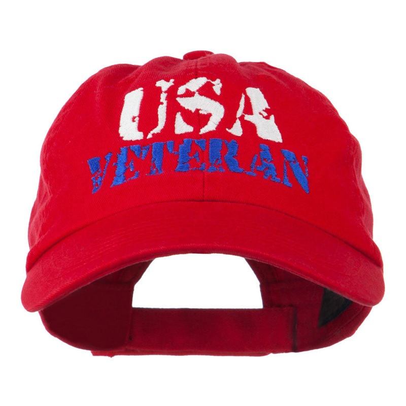 USA Veteran Camo Embroidered Cap Red One Size