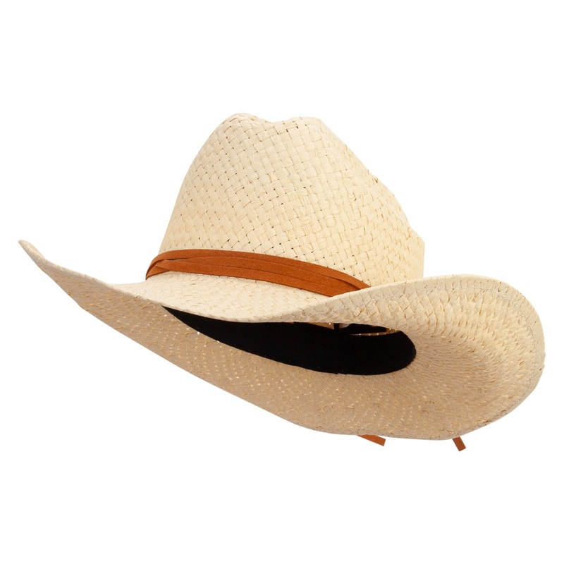 Women’s 2 Hump Crown Paper Woven Cowboy Hat Natural One Size