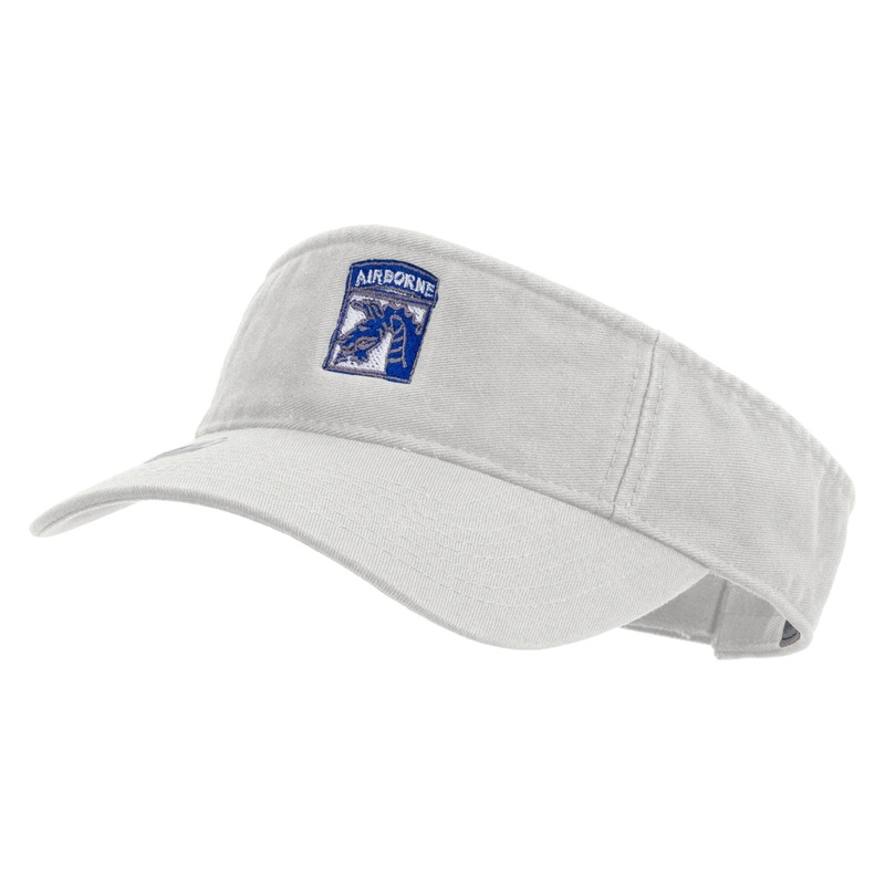 18th Airborne Corps Embroidered Cotton Twill Washed Visor White One Size