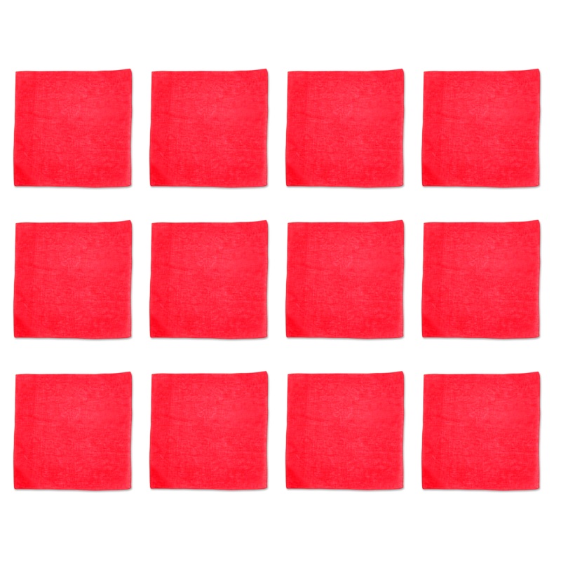 Bandanas – 12 Pack, 100% Cotton, Red – Bandannas, Bandana, Bandanna, Size: 22″ x 22″ Red